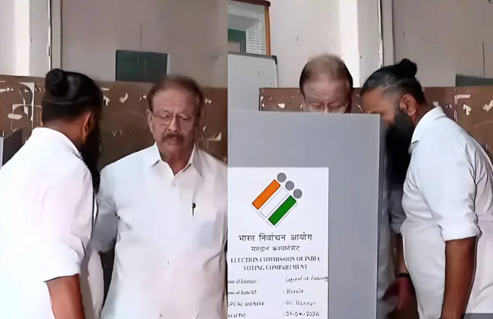 K Sudhakaran Polling Booth Violation