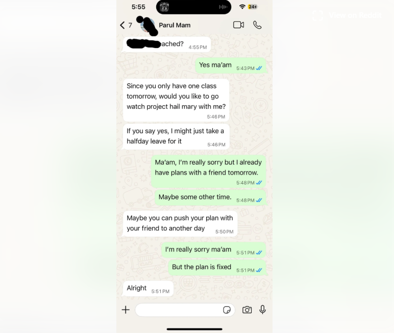 Teacher Invites Student to Movie