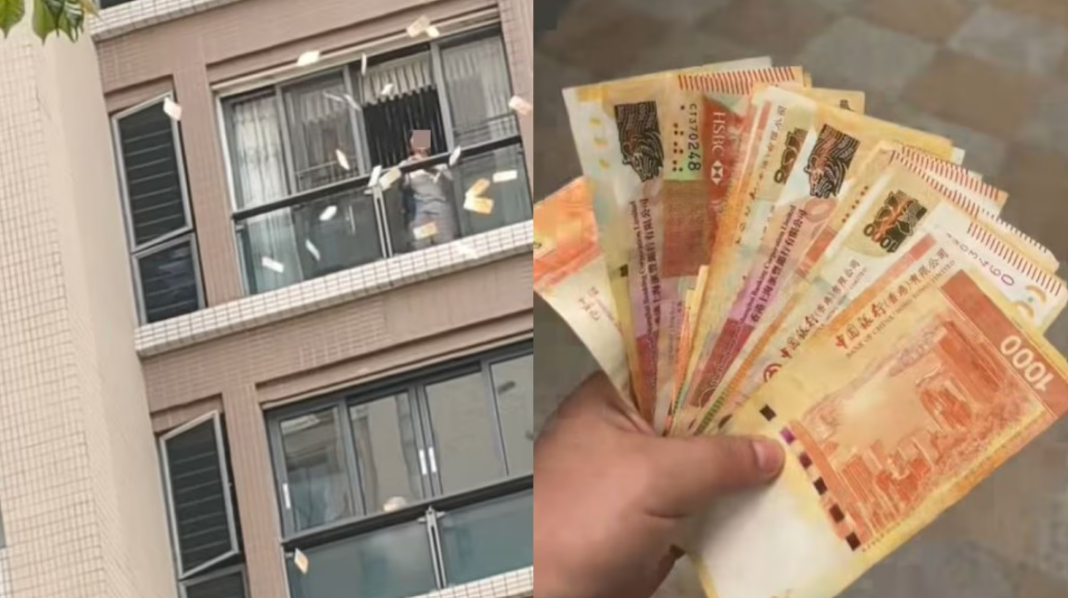 Woman Throws Cash From Apartment