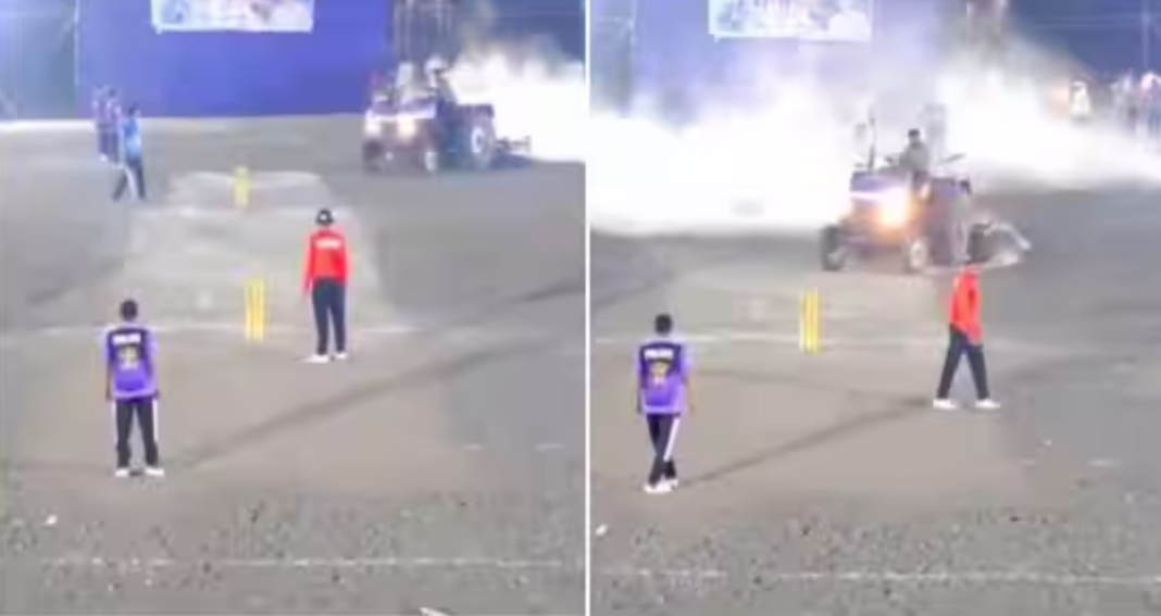 Maharashtra Local Leader Tractor Cricket Pitch