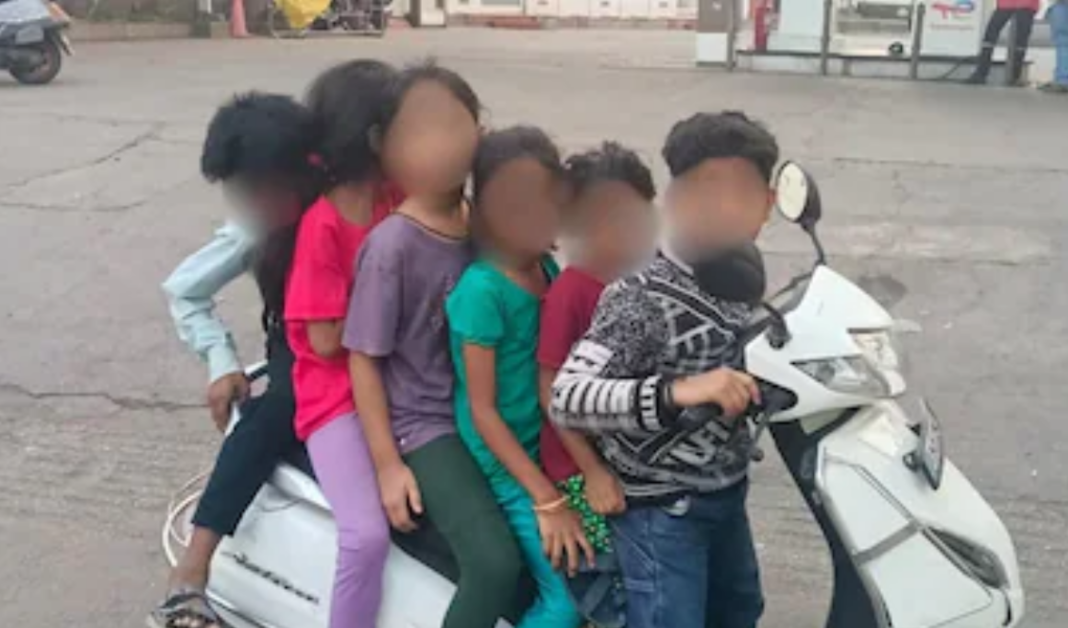 Bengaluru Six Children on Scooter