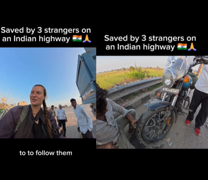 Dutch Biker Indian Highway Rescue