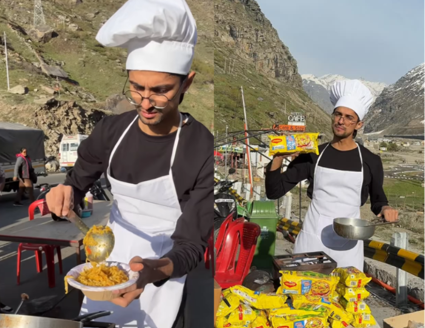 Content Creator Selling Maggi in Mountains