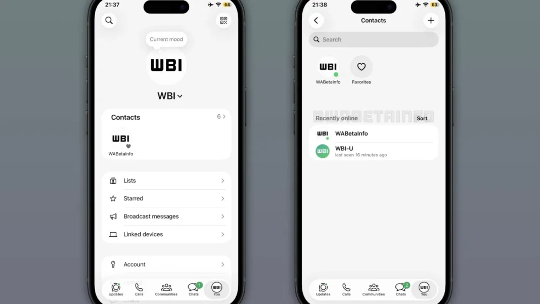 WhatsApp online contact indicator