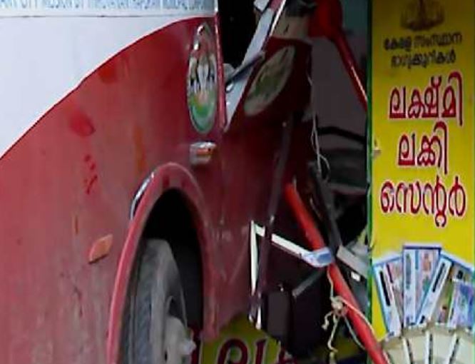 KSRTC bus crashes into shop