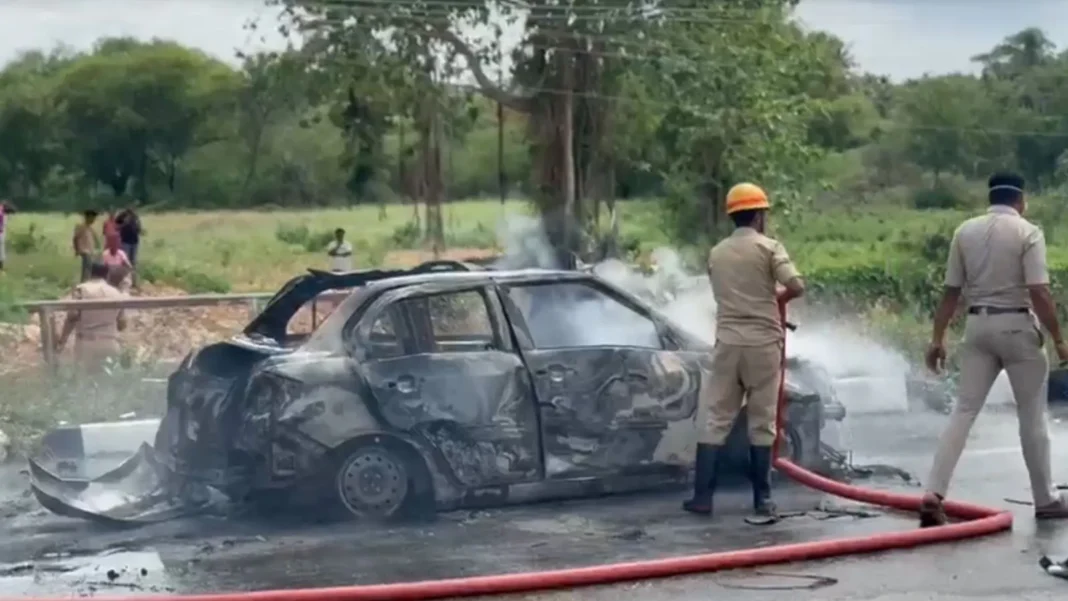 man-stabs-girlfriend-dies-in-car-petrol-bomb-explosion-tumakuru