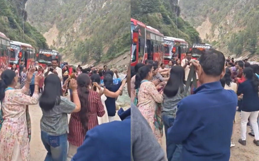 Tourists Garba Dance Landslide Blocked Road