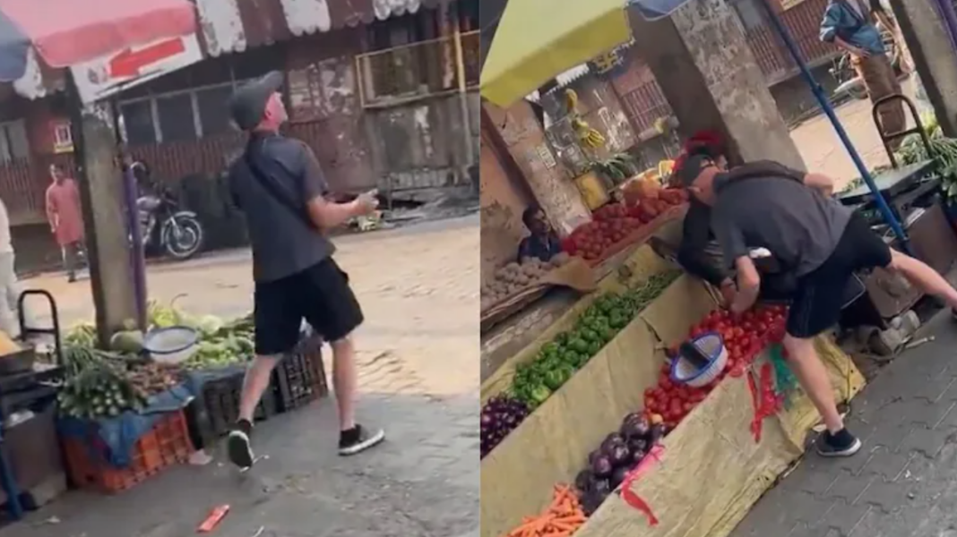 Drunk Foreign Tourist Market Chaos