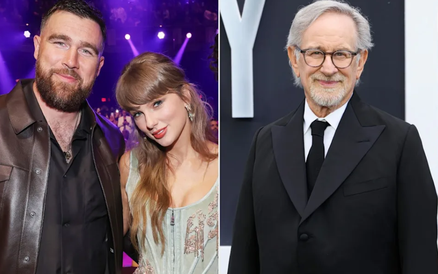 Taylor Swift Hands Phone to Steven Spielberg