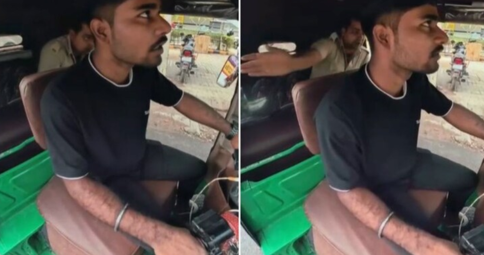 Police abusing Auto Rickshaw Driver