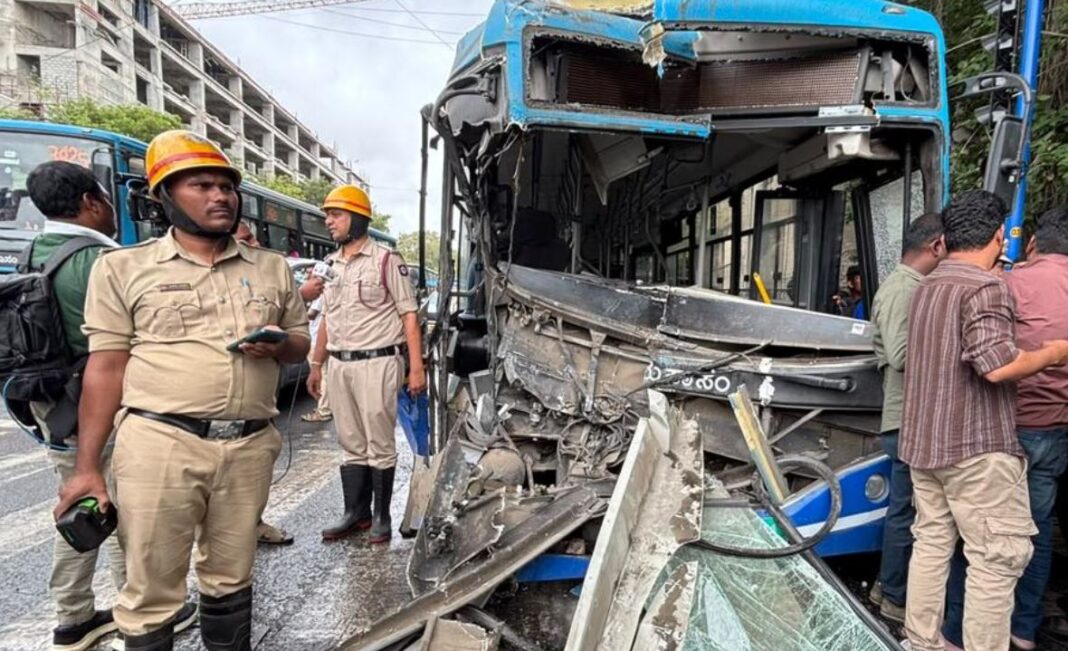 Two BMTC buses collide