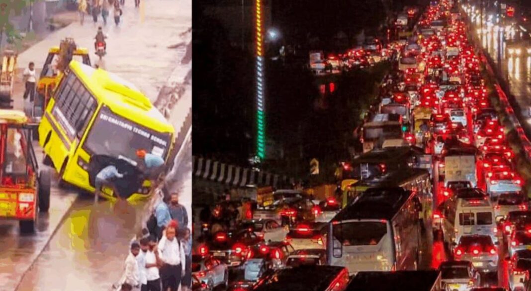 Gurugram heavy rain traffic updates