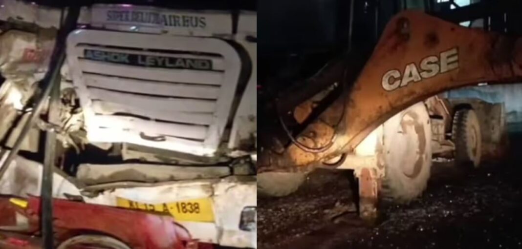 KSRTC Bus Crashes Into JCB