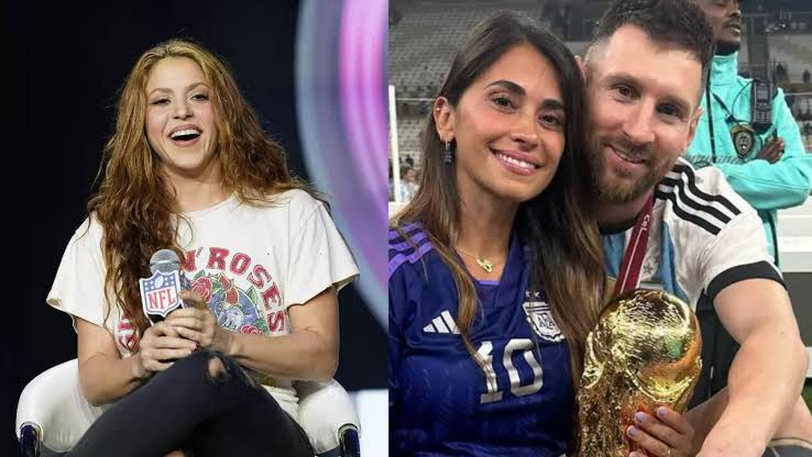 Shakira praising Lionel Messi