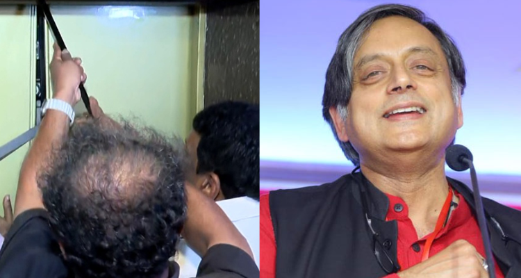 Shashi tharoor mp trapped hotel lift trivandrum