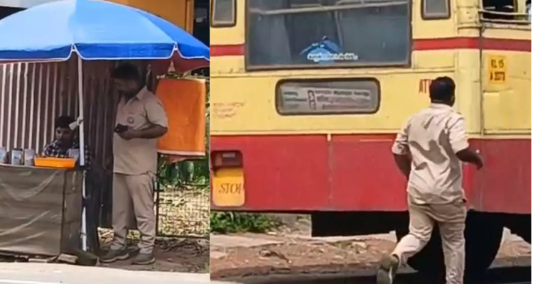 KSRTC Driver Stops Super Fast Bus Paan Thrissur